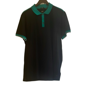 Boss Men's Polo Shirt in Navy with Teal Highlights Size XXL